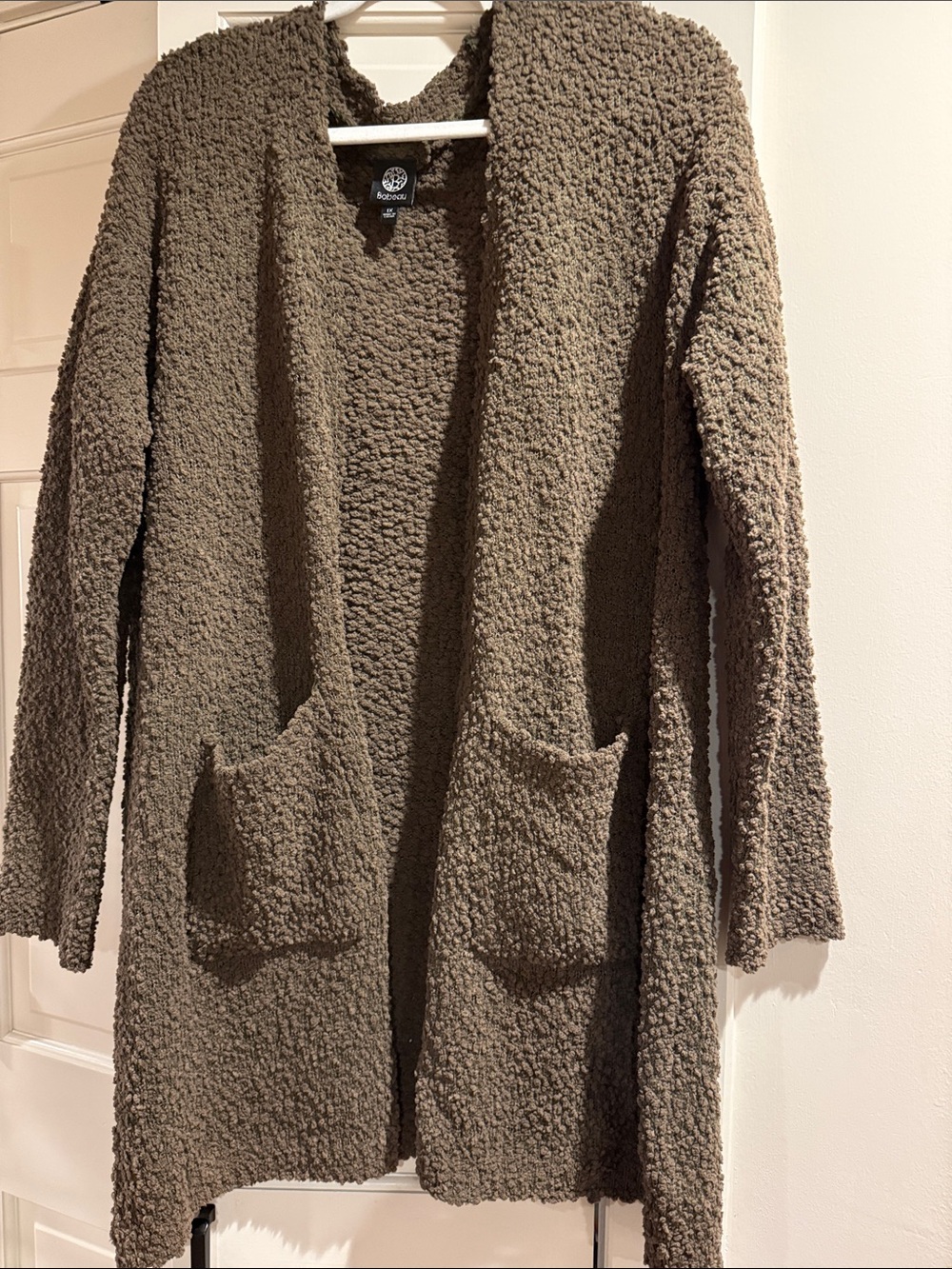 Bobeau Olive Teddy Open-Front Cardigan Sweater SZ 1X